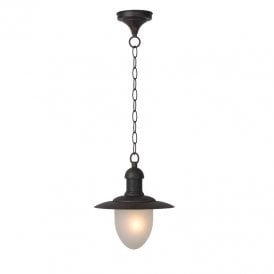 Lucide Aruba Single Light Outdoor Pendant Lantern In  Rust Brown Finish