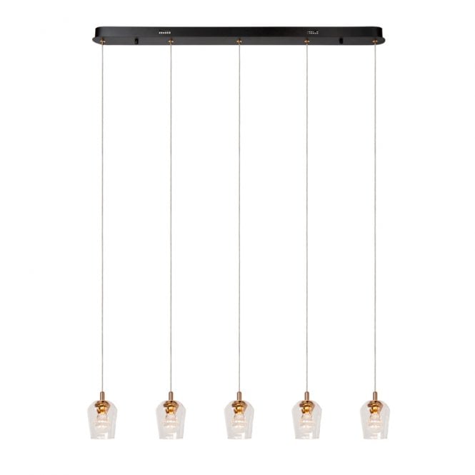 Lucide Berliane LED 5 Light Bar Ceiling Pendant Light - Transparent