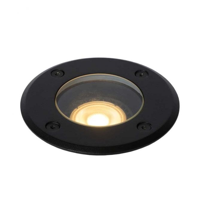 Lucide  Biltin Aluminium Round Single Light Outdoor Deck Light in Black Finish