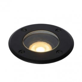 Lucide Biltin Aluminium Round Single Light Outdoor Deck Light in Black Finish
