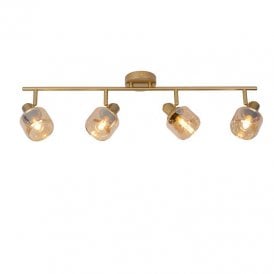 Bjorn 4 Light Ceiling Spotlight Bar Fitting in Matt Gold Finish with Champagne Glass Shades