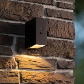 Lucide Bolton Solar LED Outdoor Wall Light with PIR Sensor - Black