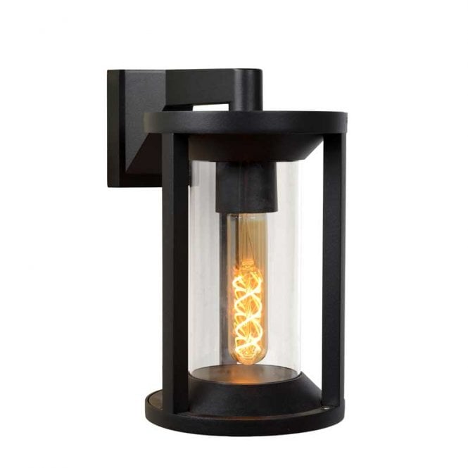 Lucide  Cadix Outdoor Single Light Aluminium Hanging Wall Lantern in Black Finish