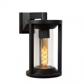Lucide Cadix Outdoor Single Light Aluminium Hanging Wall Lantern in Black Finish
