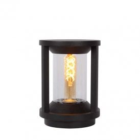 Lucide Cadix Outdoor Small Single Light Aluminium Pedestal Fitting in Black Finish