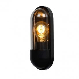 Lucide Capsule Single Light Outdoor Flush Wall Light In Black Finish