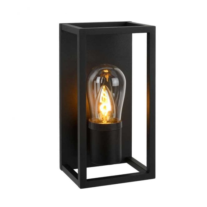 Lucide  Carlyn Single Light Flush Bathroom Wall Fitting In Black Finish