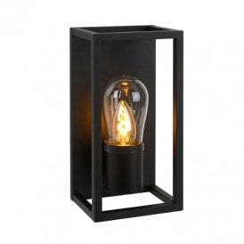 Lucide Carlyn Single Light Flush Bathroom Wall Fitting In Black Finish