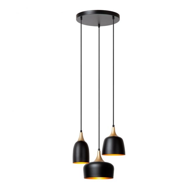 Lucide Chayanne 3 Light Cluster Ceiling Pendant Light - Black