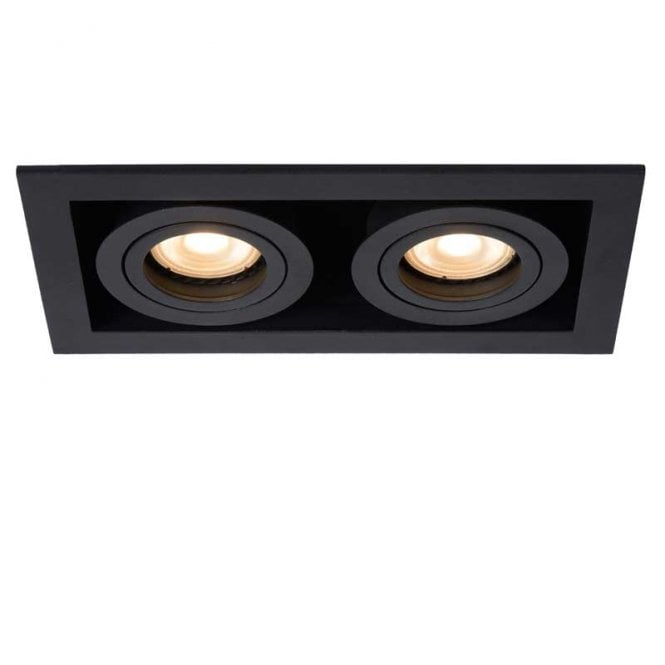 Lucide  Chimney Recessed Square Adjustable Twin Downlight In Black Finish
