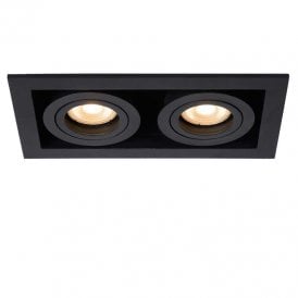 Lucide Chimney Recessed Square Adjustable Twin Downlight In Black Finish