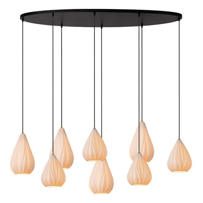 Lucide  Cinzia 8 Light Porcelain Bar Ceiling Pendant Light - White