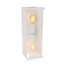 Claire Half Lantern Outdoor Twin Wall Light - White