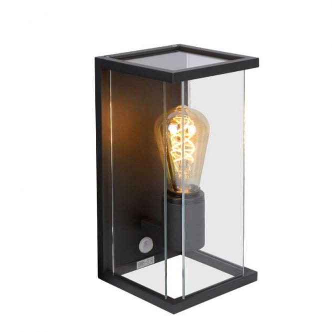 Lucide  Claire Single Light Half Lantern Outdoor Wall Fitting with PIR Sensor in Anthracite Finish
