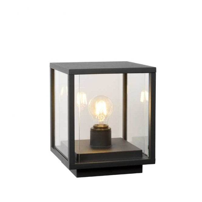 Lucide  Claire Single Light Square Outdoor Pedestal Light In Anthracite Finish