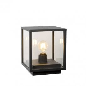 Lucide Claire Single Light Square Outdoor Pedestal Light In Anthracite Finish