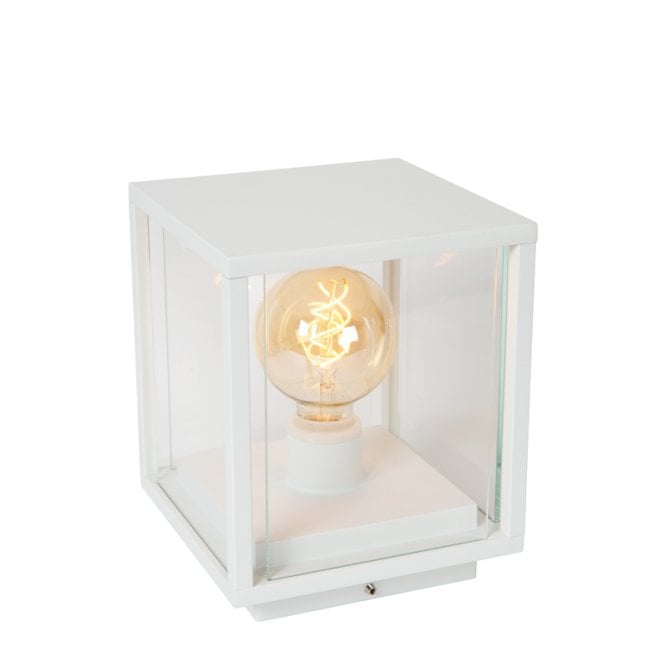 Lucide Claire Square Single Light Outdoor Pedestal Light - White