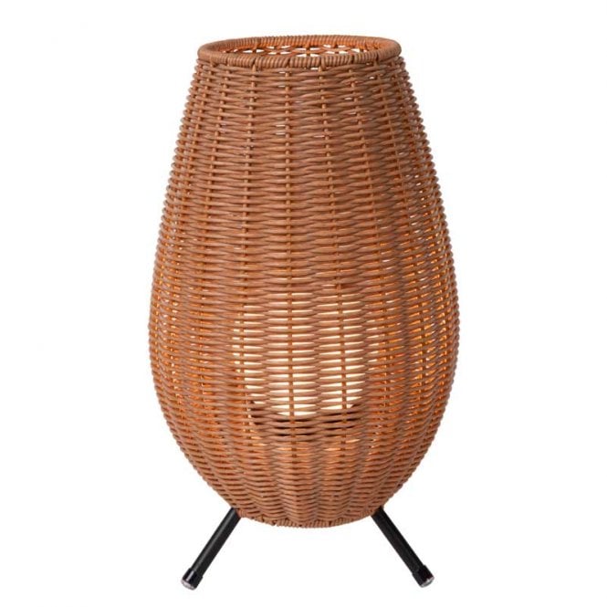 Lucide  Colin Standard Re-Chargeable Outdoor Table Lamp In Light Wood Finish