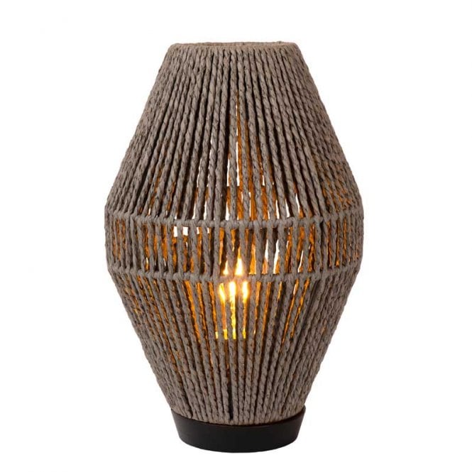 Lucide  Cordulle Single Light Table Lamp In Grey Finish