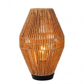 Lucide Cordulle Single Light Table Lamp In Natural Finish