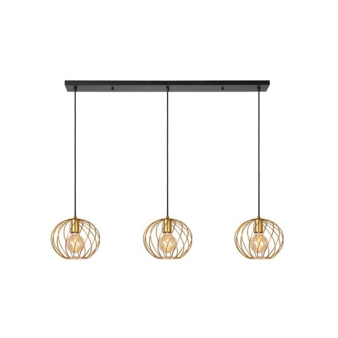 Lucide  Danza 3 Light Bar Pendant In Matt Gold Finish