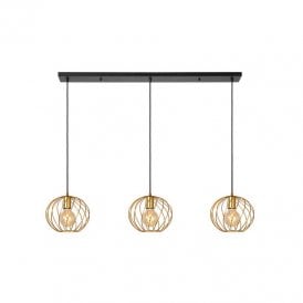 Lucide Danza 3 Light Bar Pendant In Matt Gold Finish