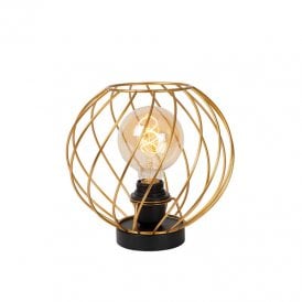 Lucide Danza Single Light Table Lamp In Matt Gold Finish