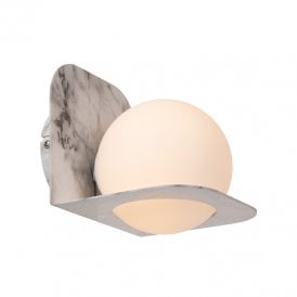 Davy Glass Single Light Flush Bathroom Wall Fitting- Grey