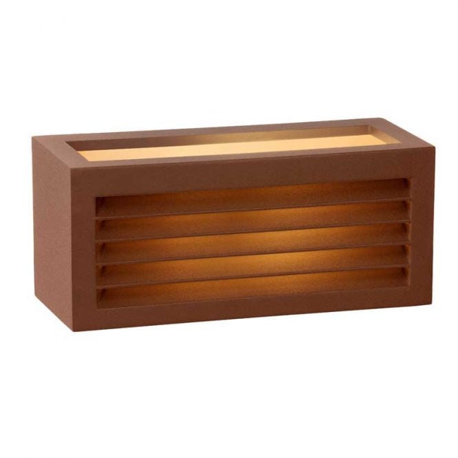 Lucide  Dimo Single Light Outdoor Up & Down Wall Light in Rust Brown Finish
