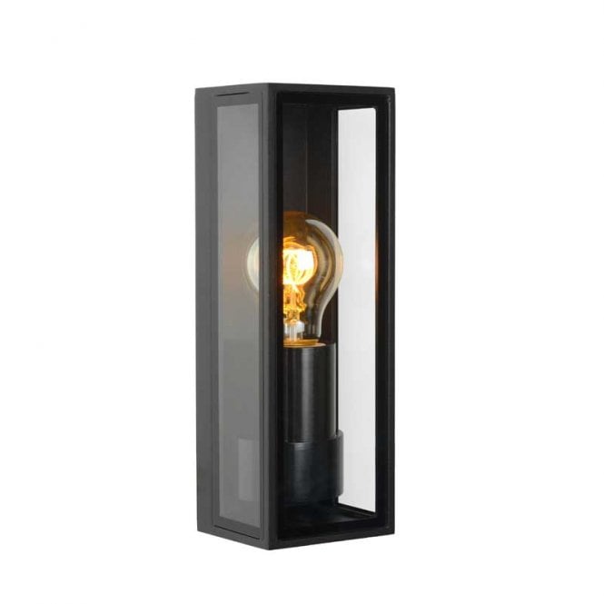 Lucide  Dukan Single Light Outdoor Half Lantern Wall Fitting In Black Finish