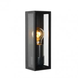 Lucide Dukan Single Light Outdoor Half Lantern Wall Fitting In Black Finish