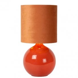 Lucide Esterad Single Light Table Lamp In Orange Finish
