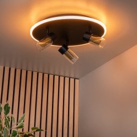 Lucide Everina LED 3 Light Ceiling Spotlight Plate with Remote Control - Black