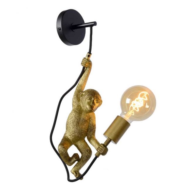 Lucide Extravaganza Chimp Single Light Wall Fitting in Black and Gold Finish