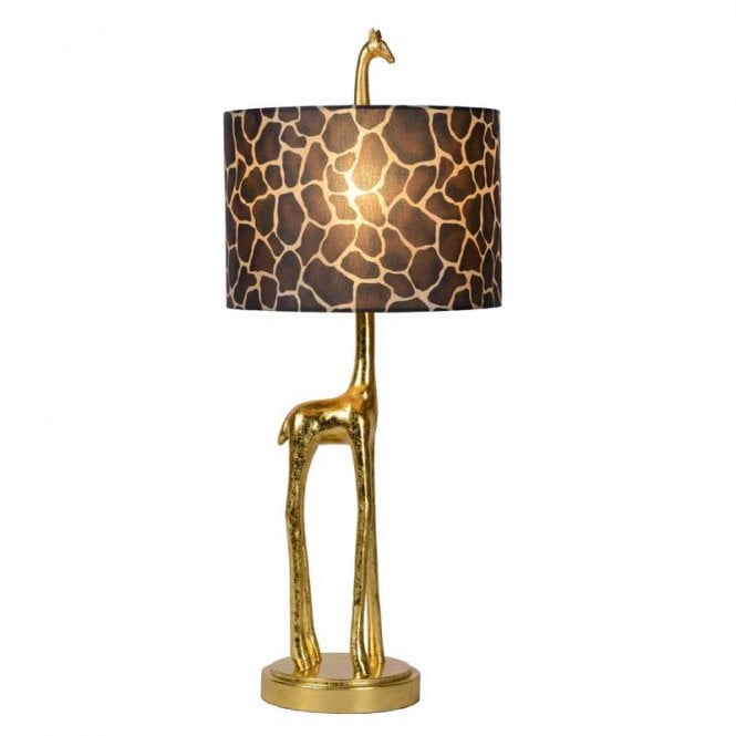 Lucide  Extravaganza Miss Tall Giraffe Table Lamp in Matt Gold Finish Complete with Shade