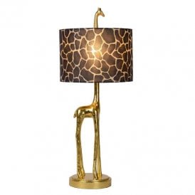Lucide Extravaganza Miss Tall Giraffe Table Lamp in Matt Gold Finish Complete with Shade