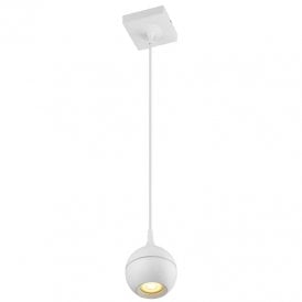 Lucide Favori Single Light Ceiling Pendant Fitting in White Finish