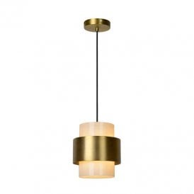 Lucide Firmin Single Light Ceiling Pendant In Matt Gold Finish