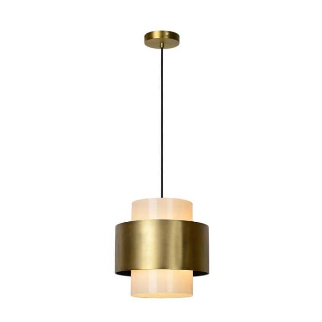 Lucide  Firmin Single Light Large Ceiling Pendant In Matt Gold Finish