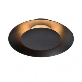 Lucide Foskal LED Flush Ceiling Fitting In Black Finish