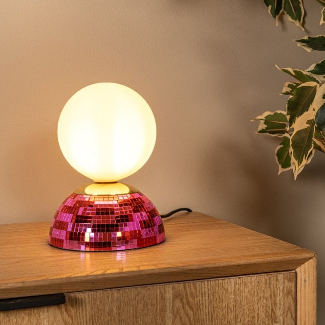 Lucide  Glitzer Glass Table Lamp - Pink