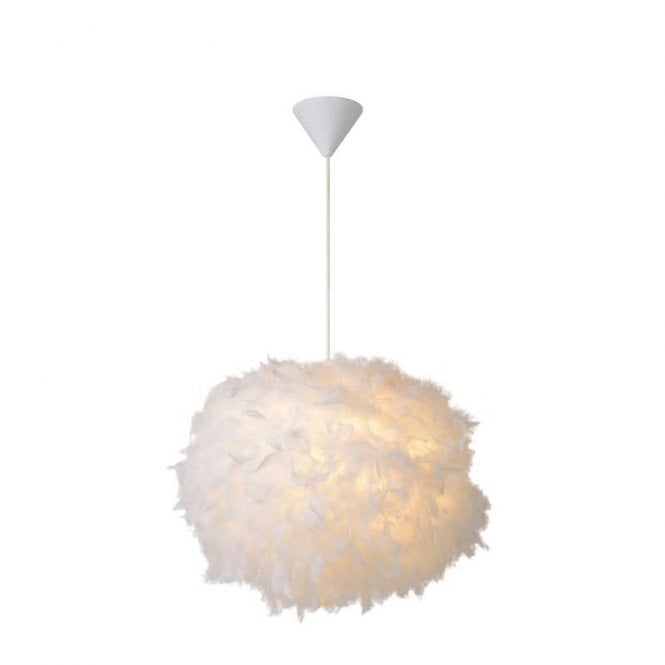 Lucide  Goosy Single Light Soft Ceiling Pendant In White Finish
