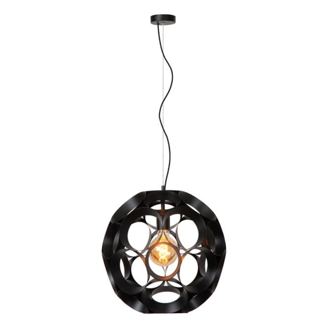Lucide Hannelore Large Single Light Ceiling Pendant Light - Black
