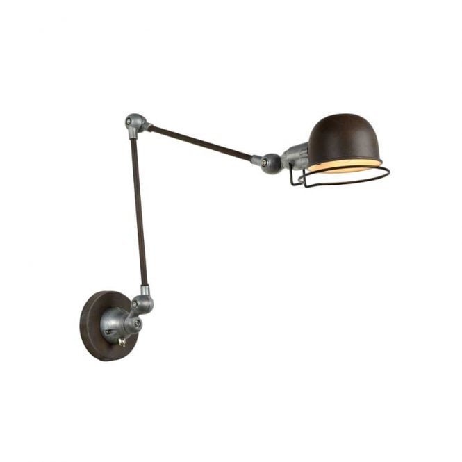 Lucide Honore Single Light Long Arm Adjustable Wall Fitting In Rust Brown Finish
