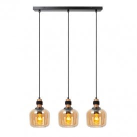 Lucide Ilona 3 Light Bar Glass Ceiling Pendant In Amber Finish