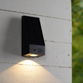 Lucide Irwin Solar LED Outdoor Wall Light with PIR Sensor - Black