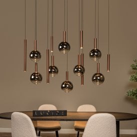 Lucide Jasmine 14 Light LED Bar Ceiling Pendant Light - Copper
