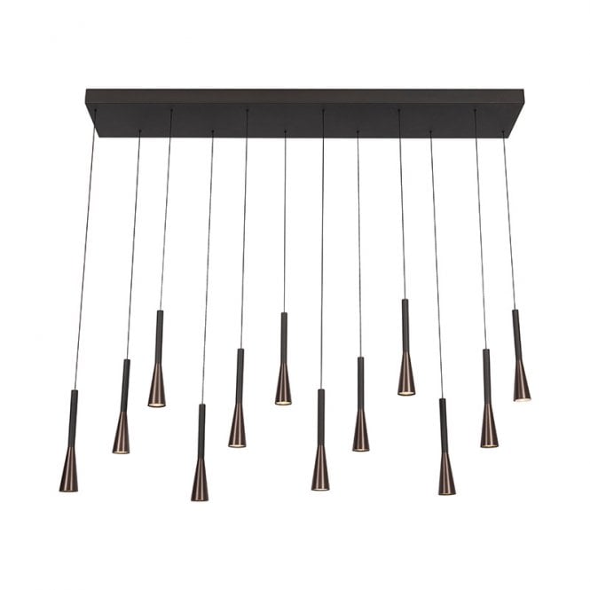 Lucide Joakim 12 Light LED Bar Ceiling Pendant Light - Brown