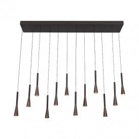 Lucide Joakim 12 Light LED Bar Ceiling Pendant Light - Brown
