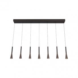 Lucide Joakim 7 Light LED Bar Ceiling Pendant Light - Brown